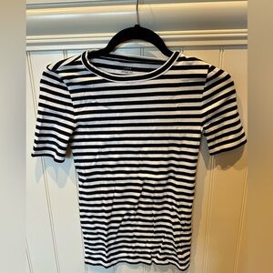 J. CREW Ladies Woman’s Size XS White & Black STRIPED Short Sleeve Tee Sh…